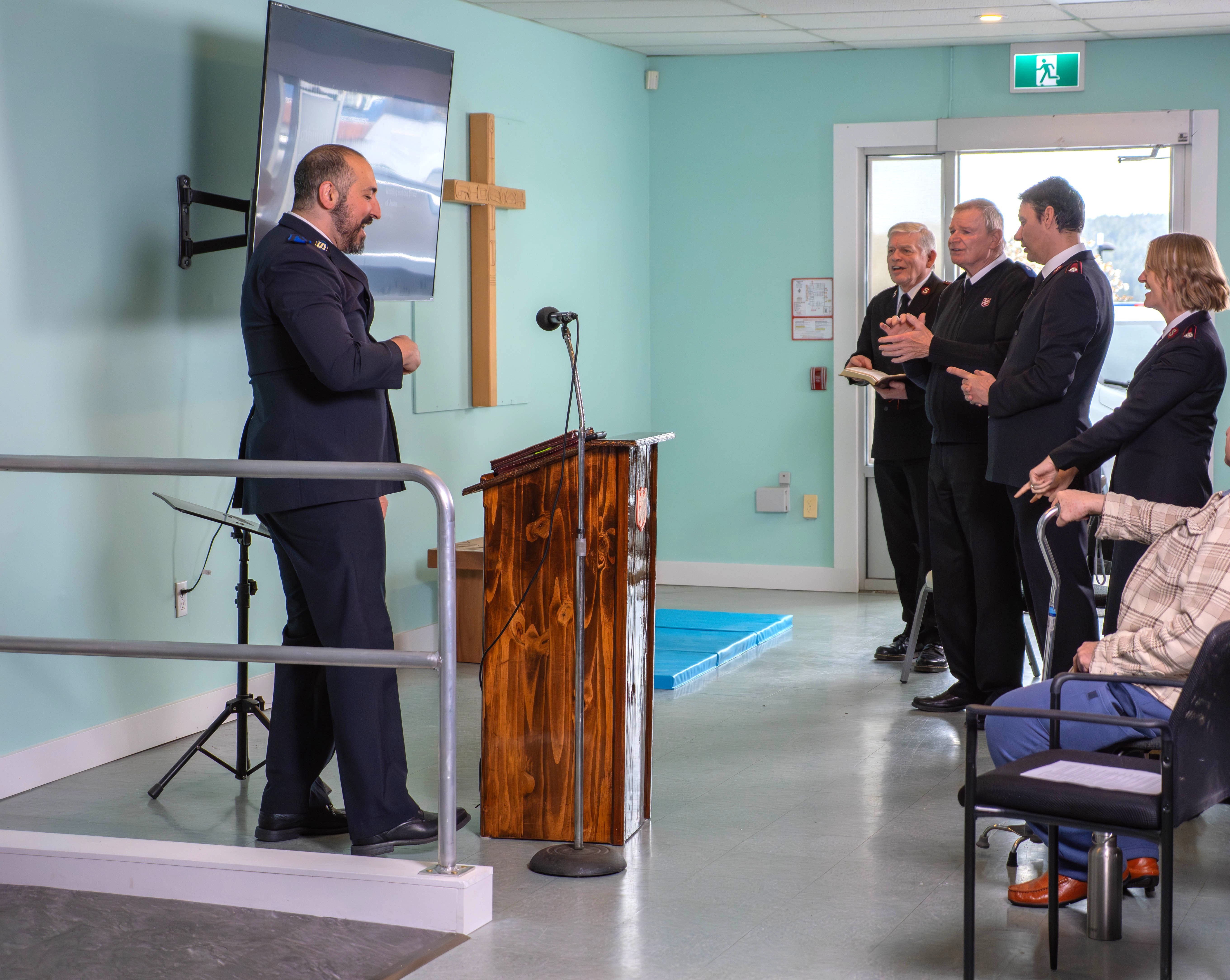 A worship service in progress